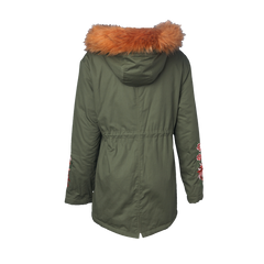 Embroidery Puffer Jacket with Faux Fur Hood - Universal Traveller SG