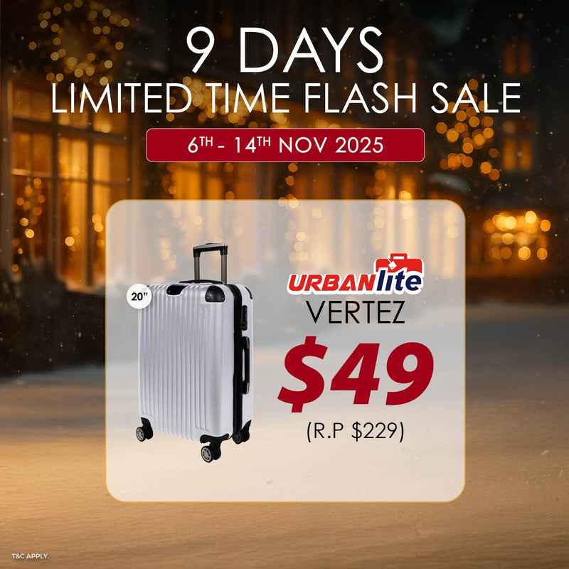 12.12 Sale (6–14 Dec): $49 URBANlite Vertez 20” Luggage Set — 8-wheel spinner, anti-scratch, hard case!