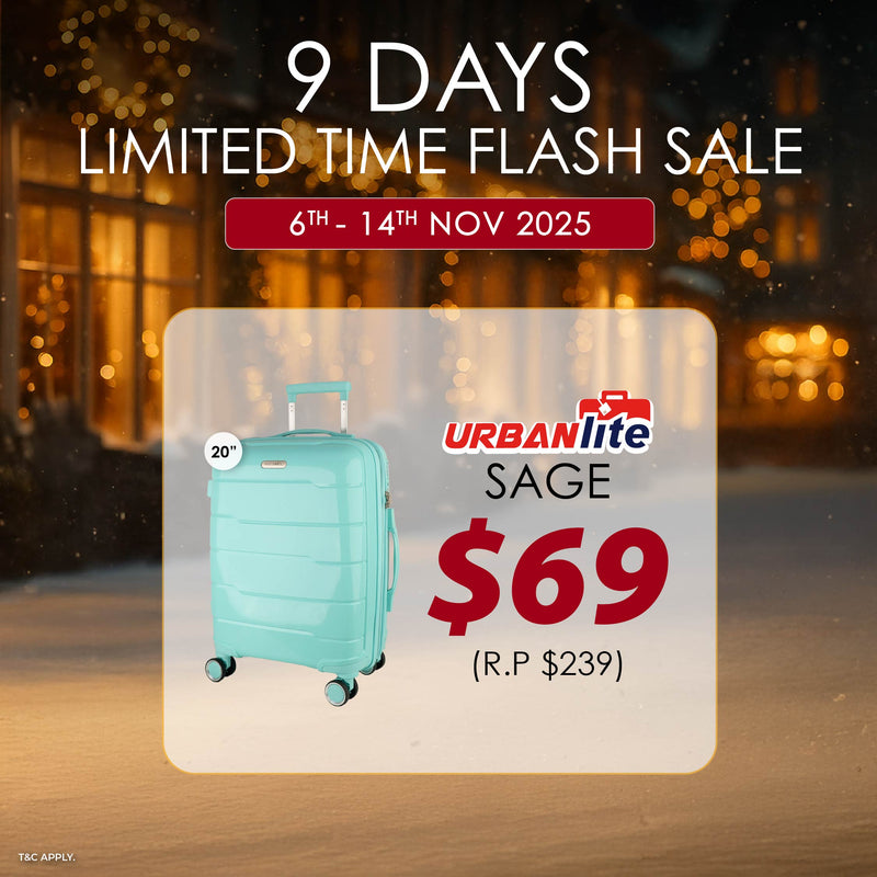 12.12 Sale (6–14 Dec): $69 URBANlite Sage 20” Luggage Set — 8-wheel spinner, anti-scratch, hard case!