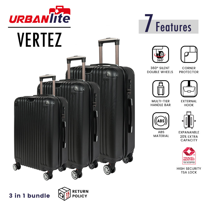URBANlite VERTEZ  20"+24"+28" Bundle 360° 8-Wheel Spinner | TSA Lock I Expandable |Corner Guard Hard Case Luggage