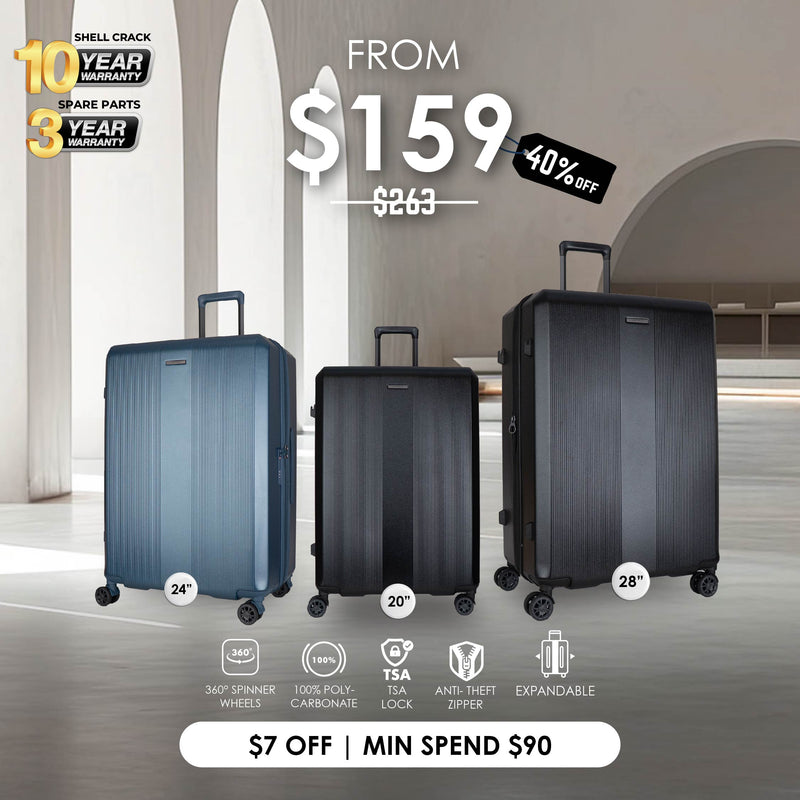 (10 Years Warranty) Airways Ember-TSA lock, Expandable, Anti Theft Zipper, 8 wheels spinner luggage 100% Polycarbonate ATH 24903