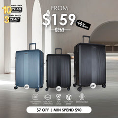 (10 Years Warranty) Airways Ember-TSA lock, Expandable, Anti Theft Zipper, 8 wheels spinner luggage 100% Polycarbonate ATH 24903