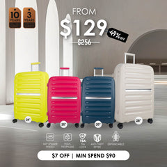 (10 Years Warranty) Airways NEO-TSA lock, Expandable, Anti Theft Zipper, 8 wheels spinner luggage 100% Polypropylene ATH 24907