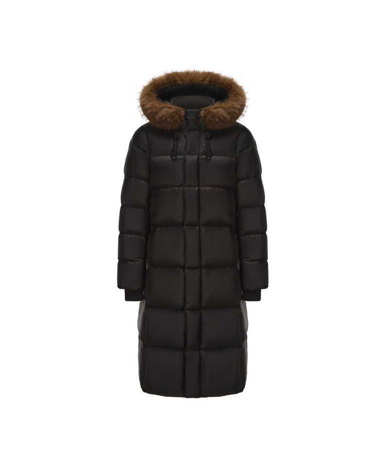 LONG DOWN JACKET WITH FUR-LINED HOOD