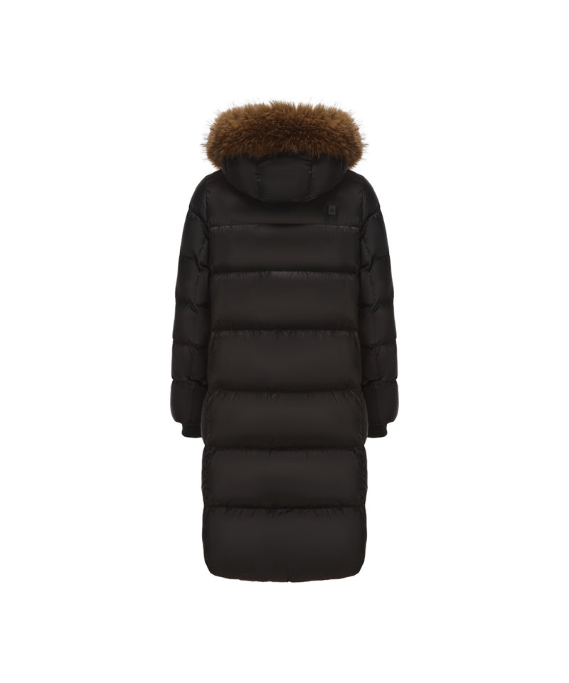 LONG DOWN JACKET WITH FUR-LINED HOOD