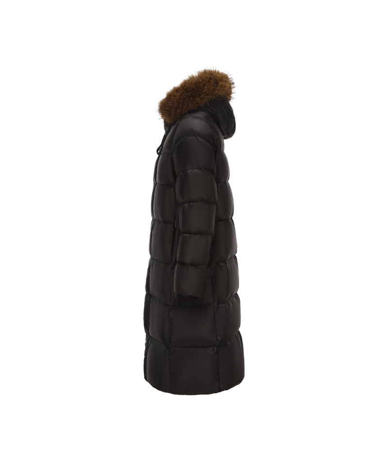 LONG DOWN JACKET WITH FUR-LINED HOOD