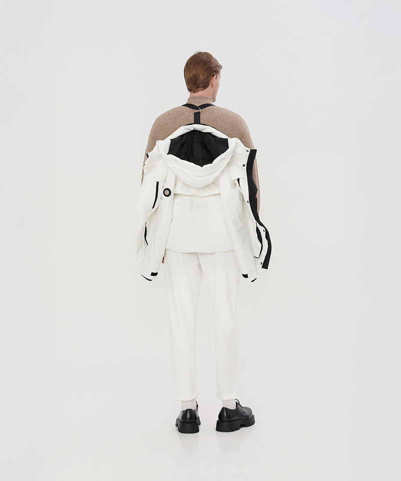 DOWN JACKET WITH INTERNAL SHOULDER STRAPS