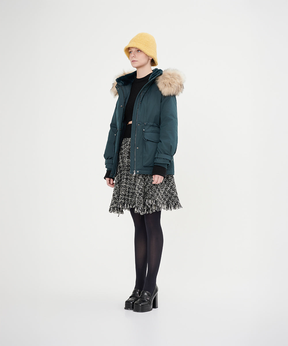 Luxurious Faux Fur Hood Down Jacket - DJW 24010