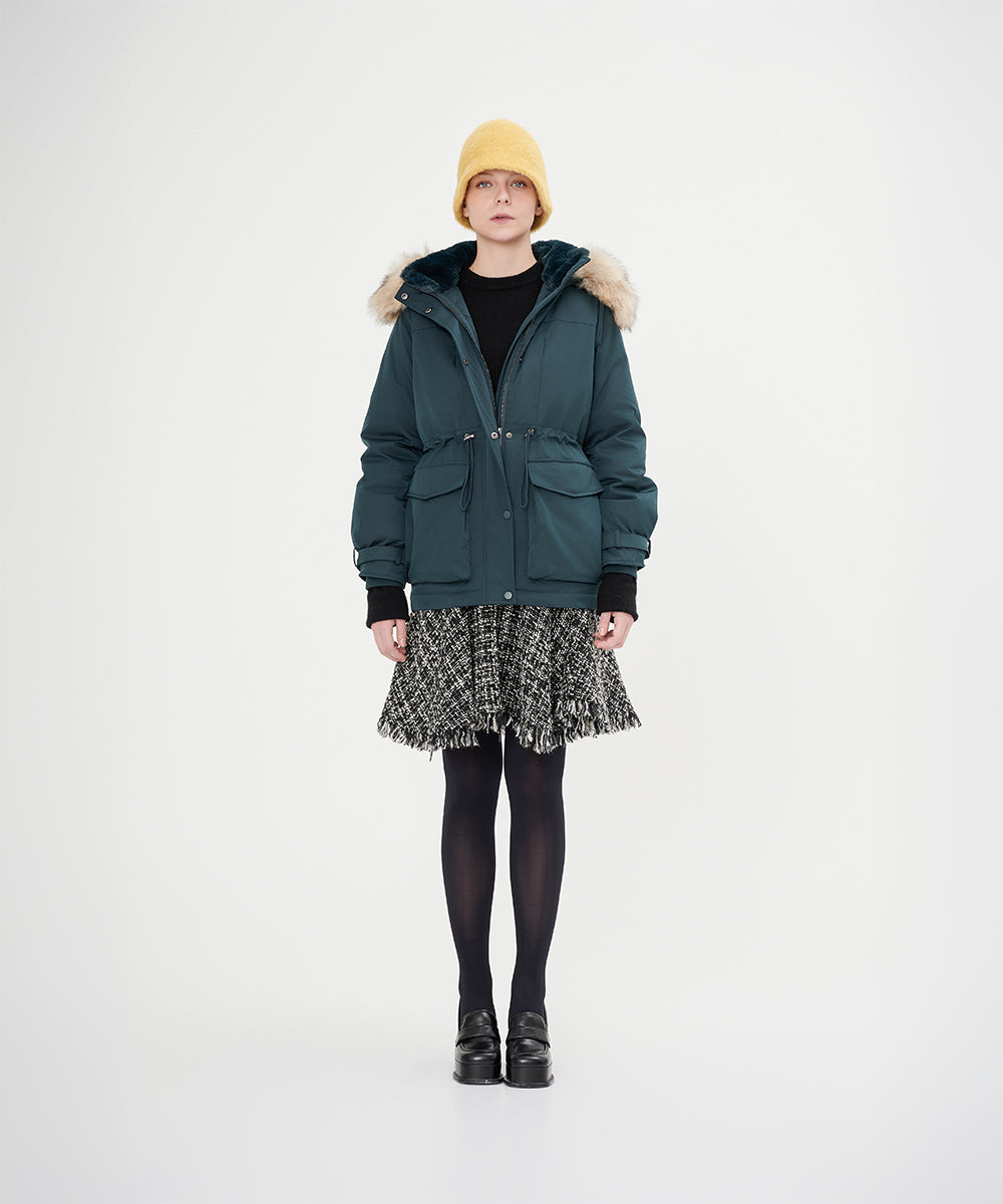 Luxurious Faux Fur Hood Down Jacket - DJW 24010