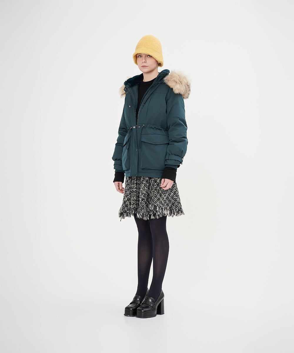 Luxurious Faux Fur Hood Down Jacket - DJW 24010
