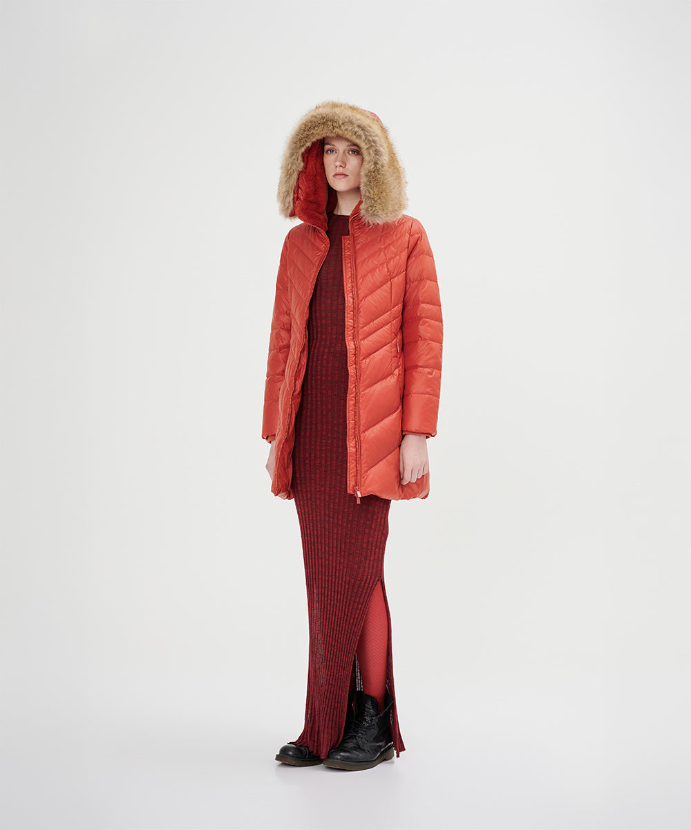 Chevron Quilted Down Jacket