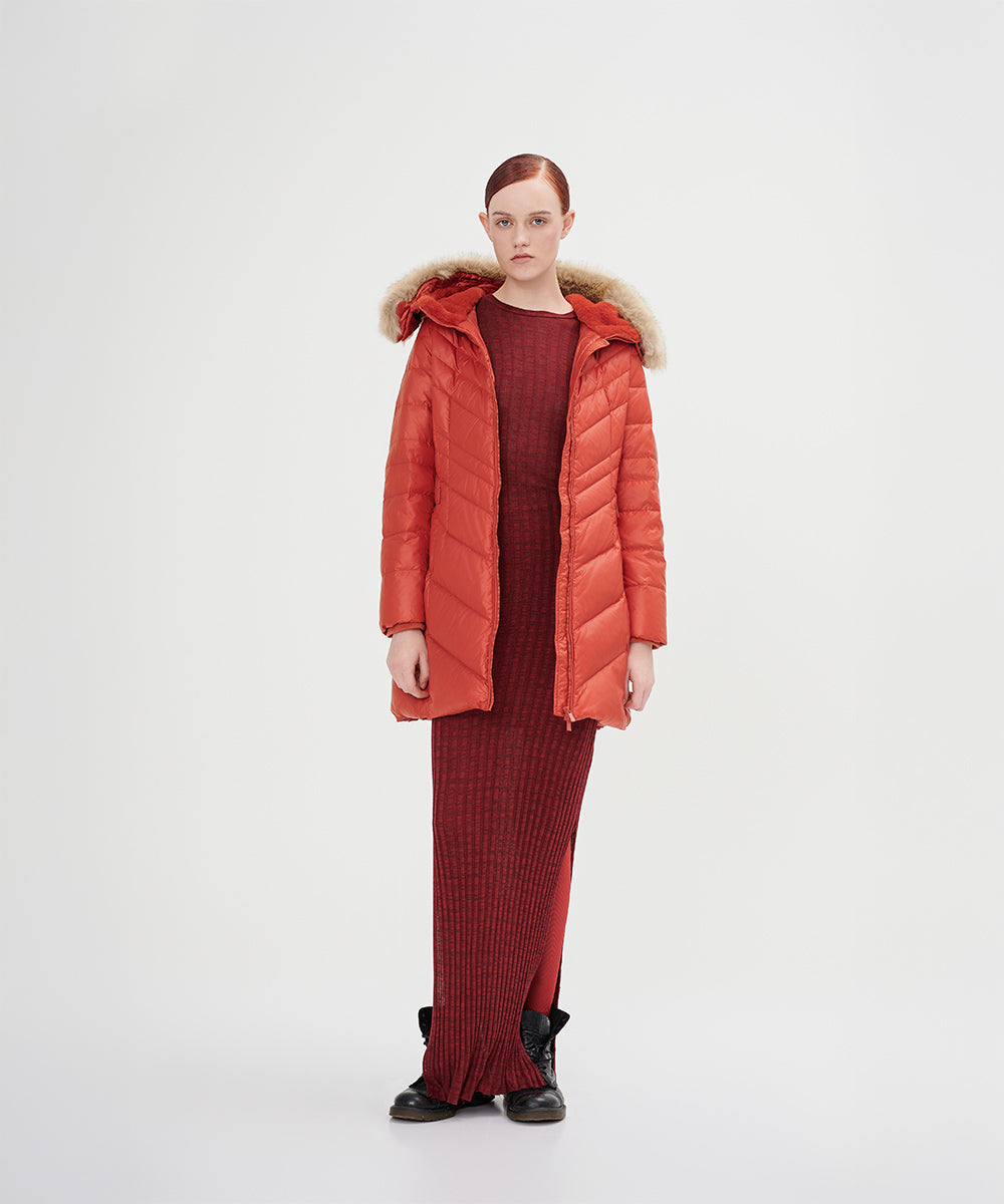 Chevron Quilted Down Jacket