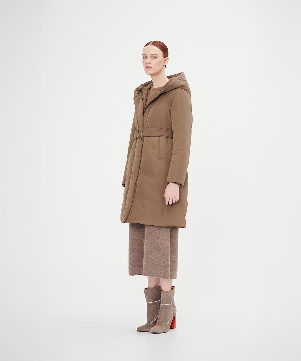 Belted Full Length Down Jacket