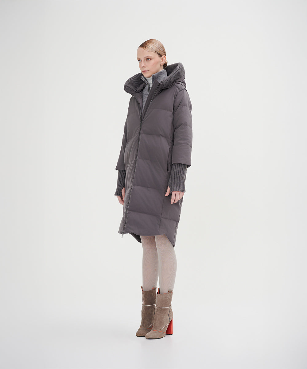 Boxy Down Jacket With Chunky Rib