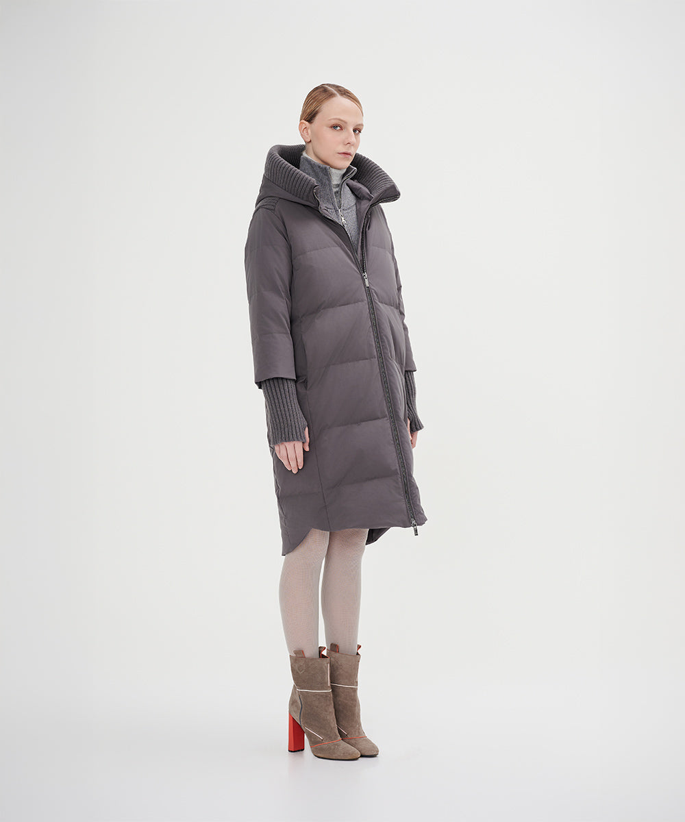 Boxy Down Jacket With Chunky Rib