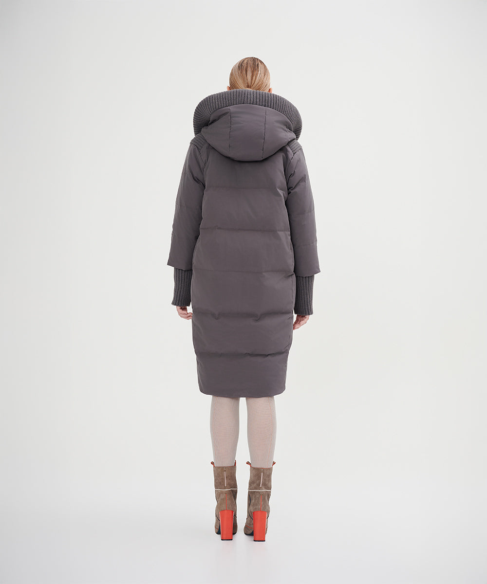 Boxy Down Jacket With Chunky Rib
