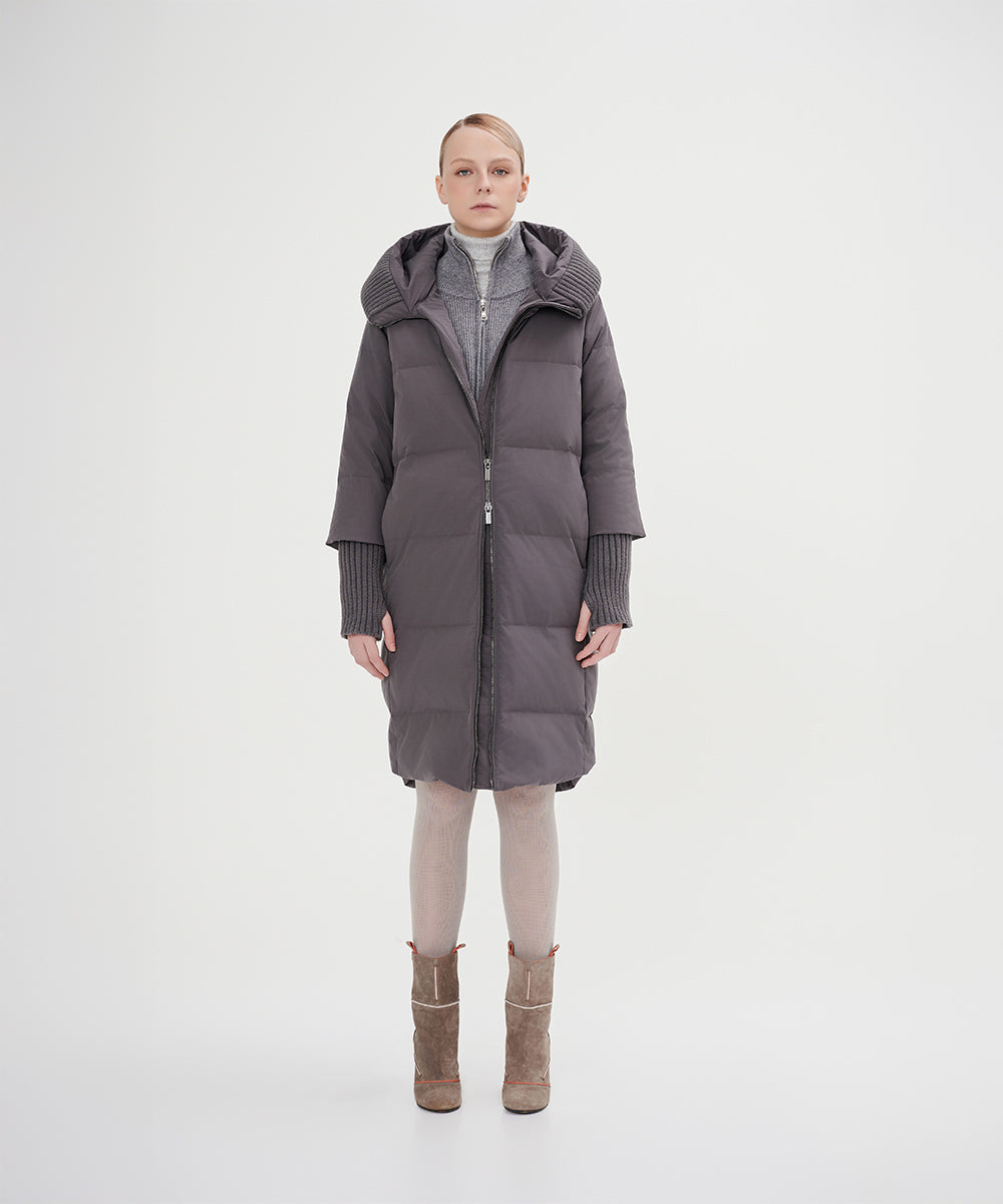 Boxy Down Jacket With Chunky Rib