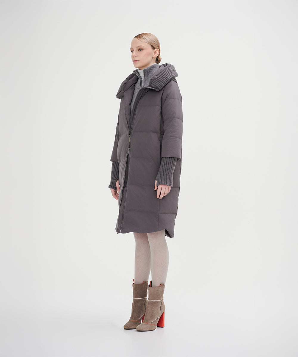 Boxy Down Jacket With Chunky Rib