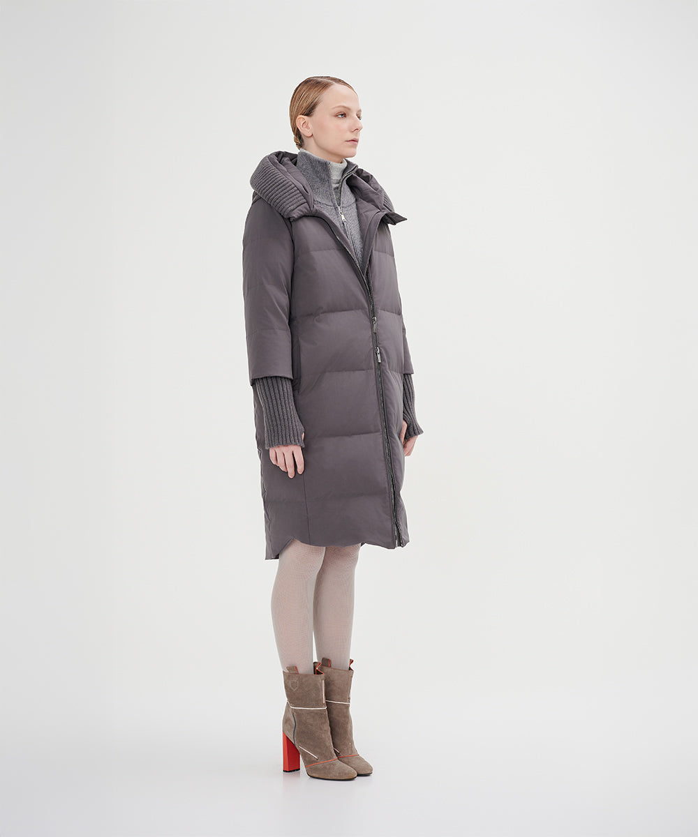 Boxy Down Jacket With Chunky Rib