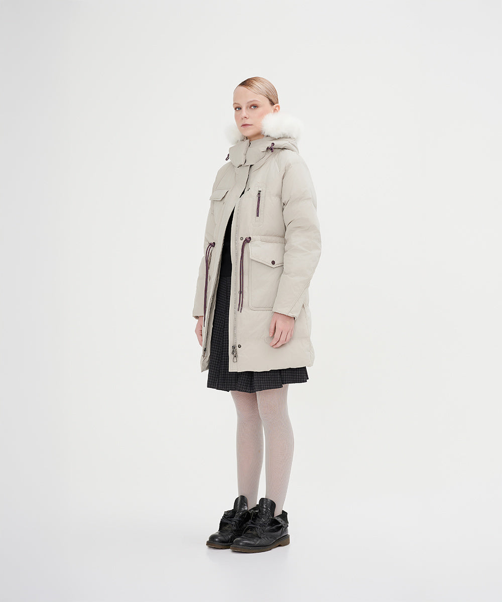 Faux Fur-Trimmed Down Jacket