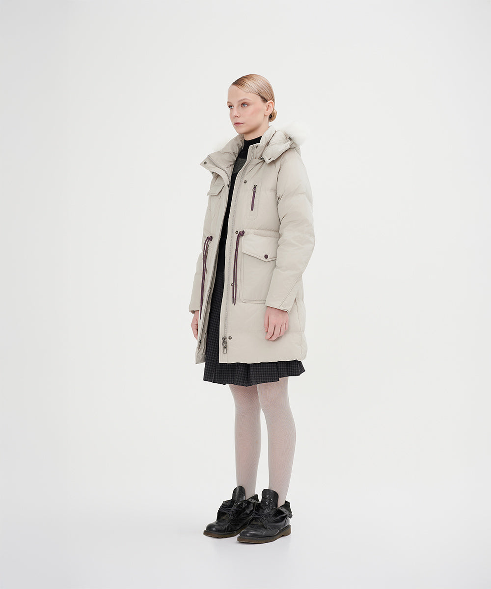 Faux Fur-Trimmed Down Jacket