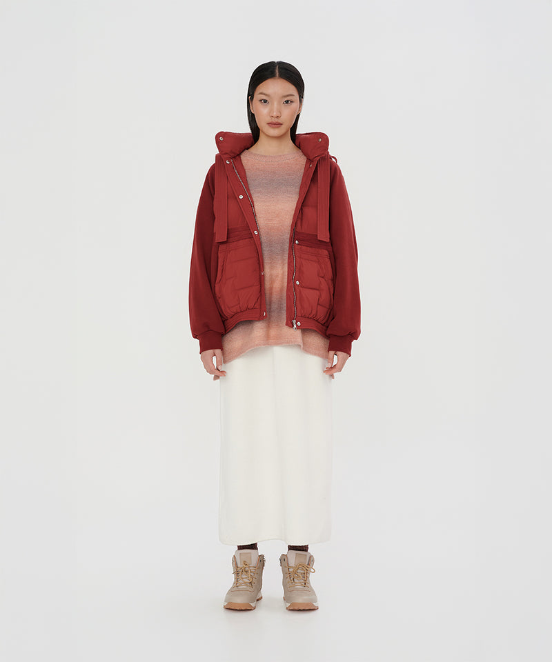 DUAL TEXTURE DOLMAN SLEEVE DOWN JACKET
