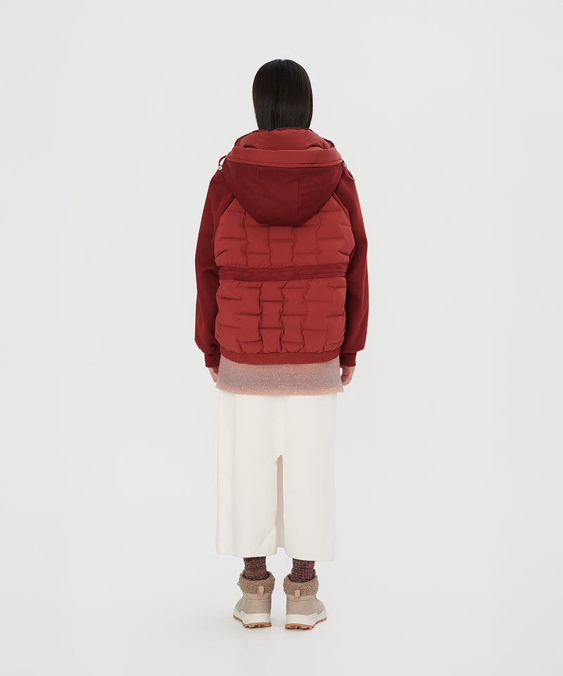 DUAL TEXTURE DOLMAN SLEEVE DOWN JACKET