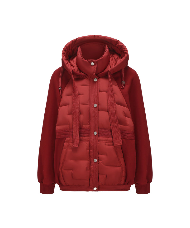DUAL TEXTURE DOLMAN SLEEVE DOWN JACKET