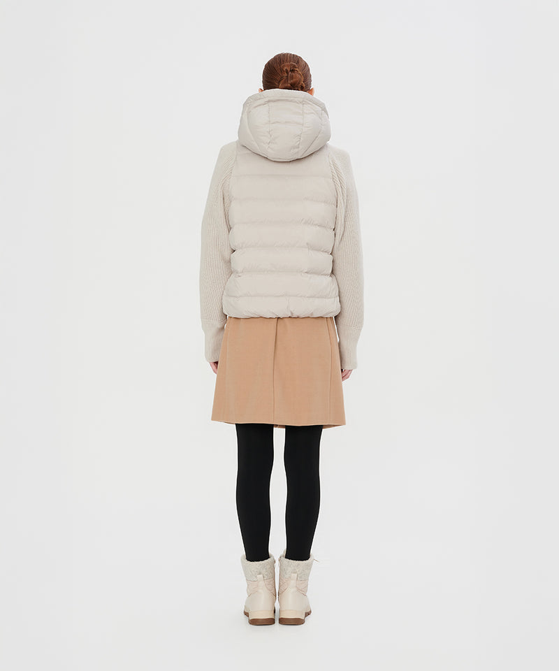 DUAL TEXTURE DOLMAN SLEEVE DOWN JACKET