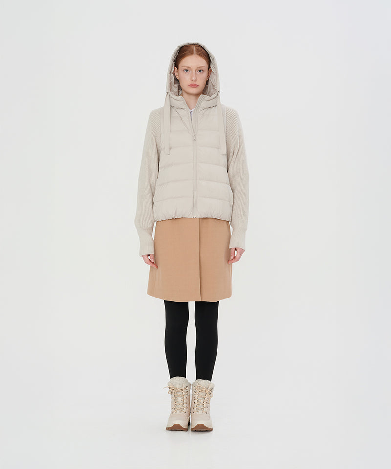 DUAL TEXTURE DOLMAN SLEEVE DOWN JACKET
