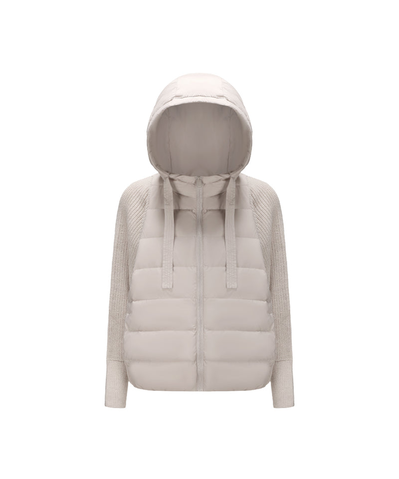 DUAL TEXTURE DOLMAN SLEEVE DOWN JACKET
