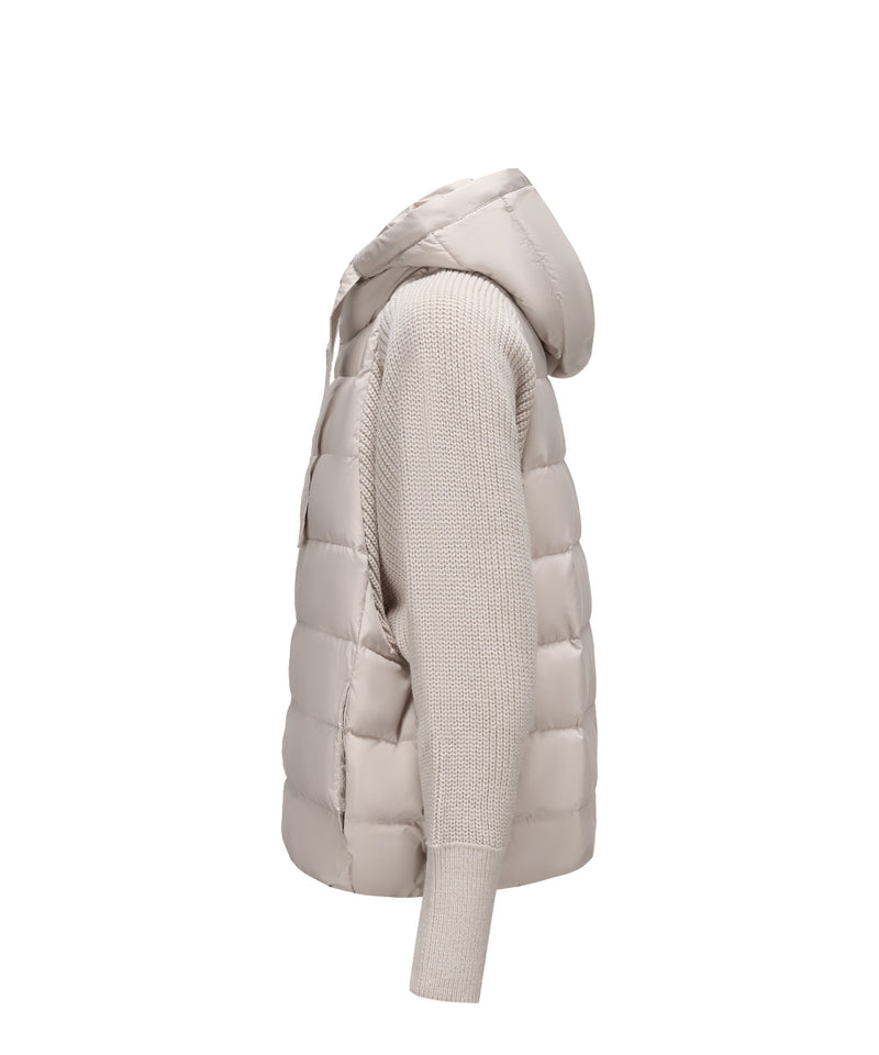 DUAL TEXTURE DOLMAN SLEEVE DOWN JACKET