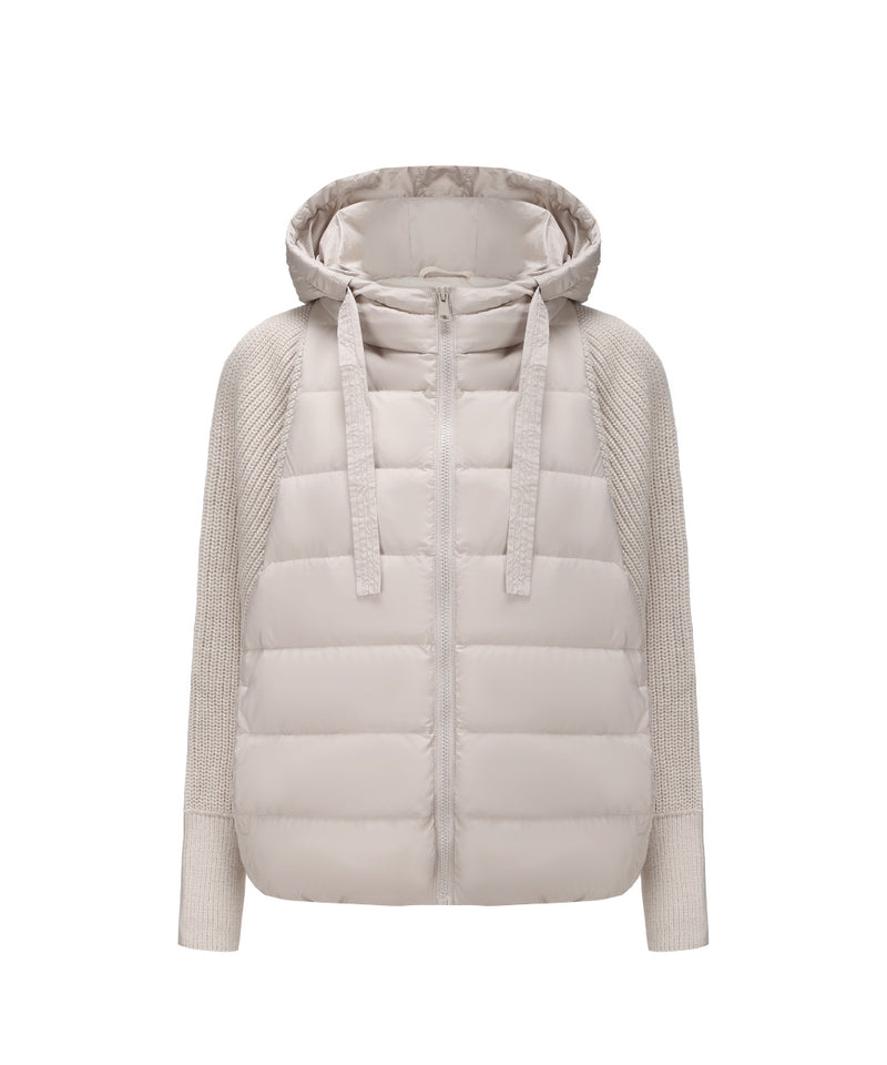 DUAL TEXTURE DOLMAN SLEEVE DOWN JACKET