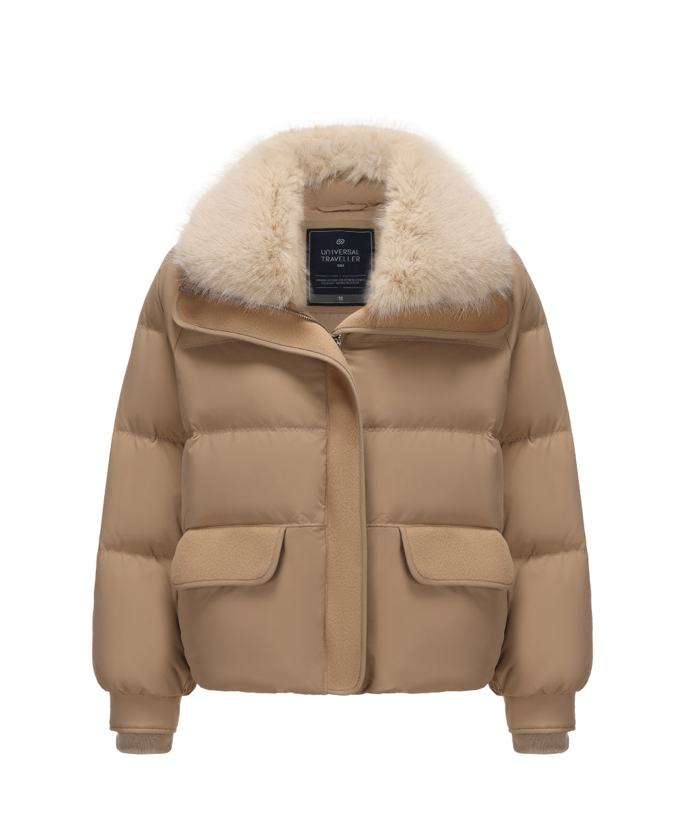 Detachable Fur Collar Puffer Down Jacket