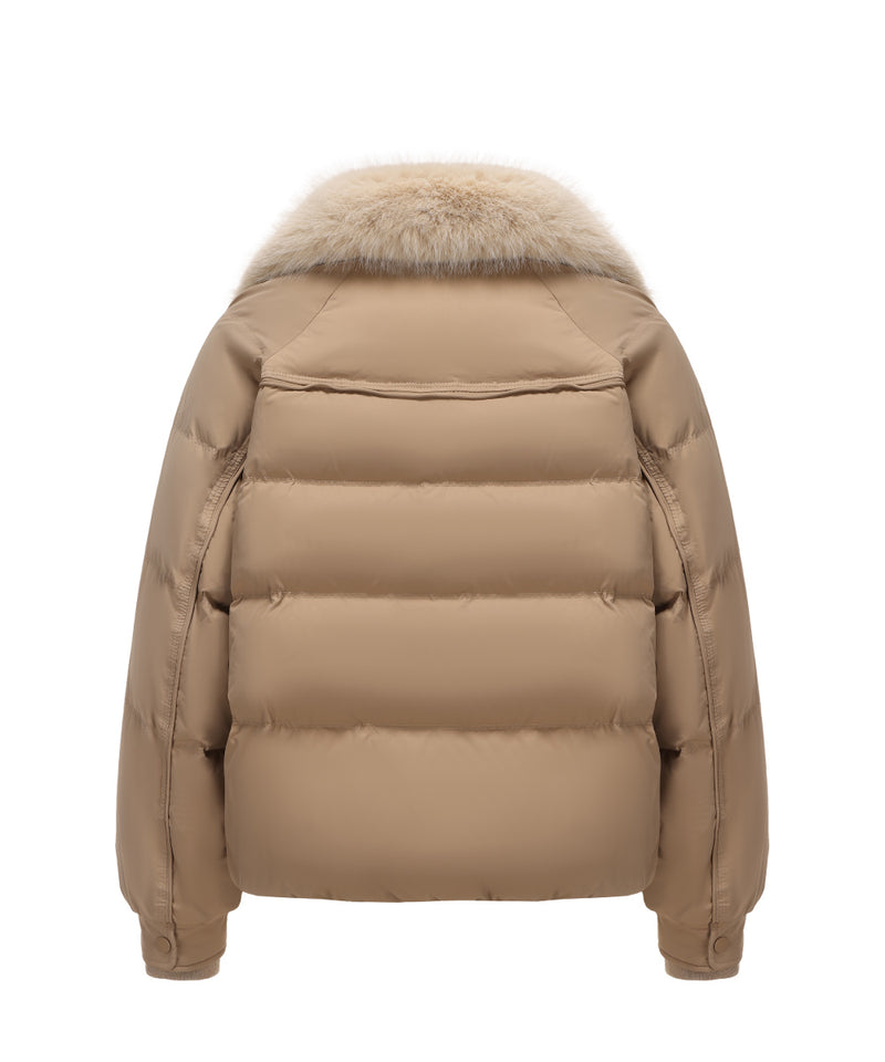 DETACHABLE FUR COLLAR PUFFER DOWN JACKET