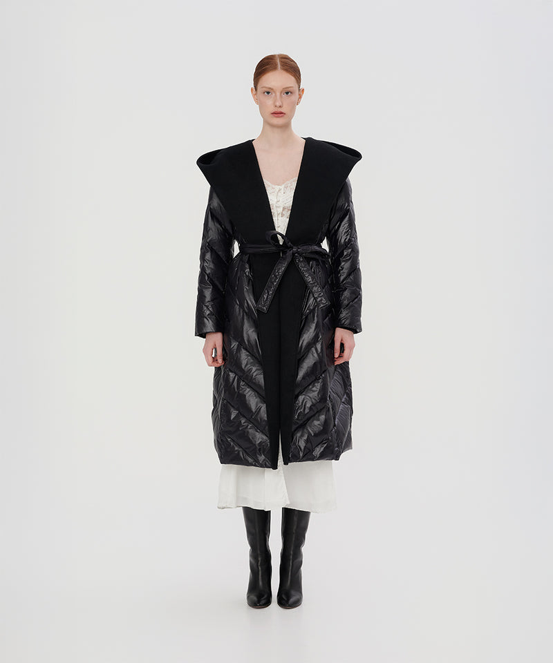 ELEGANT QUILTED MIDNIGHT DOWN COAT