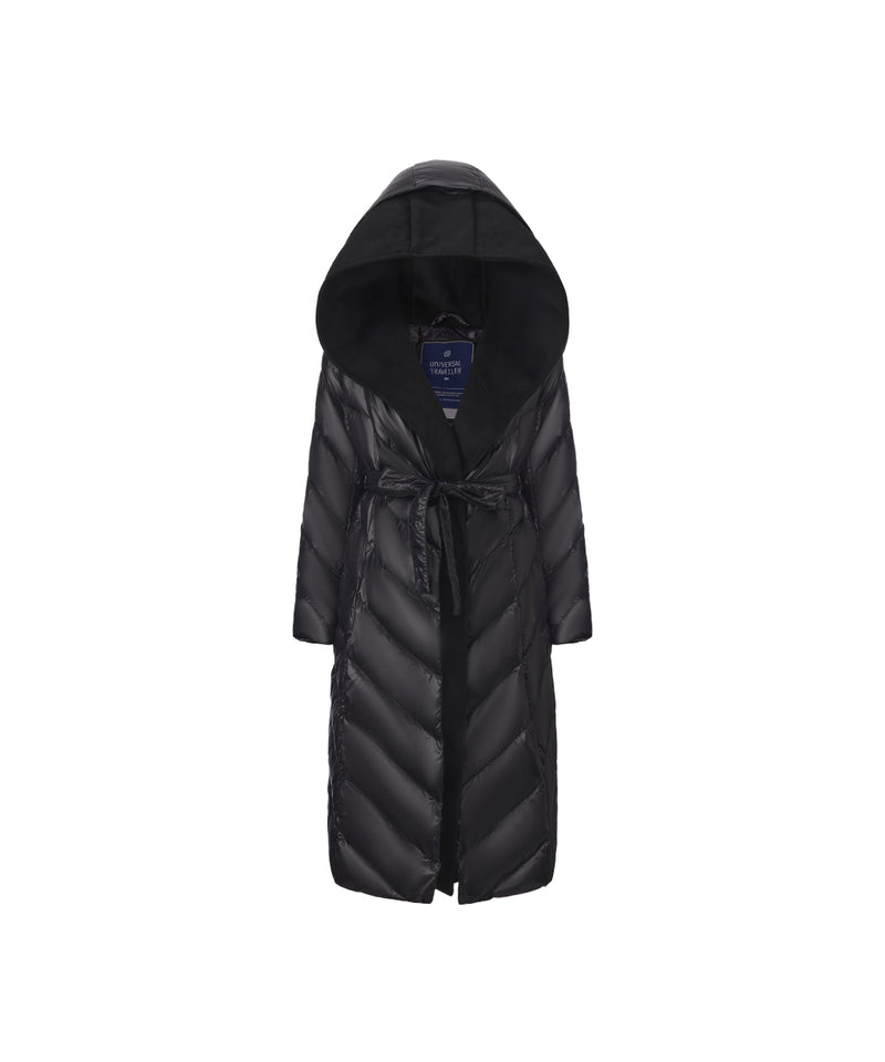 ELEGANT QUILTED MIDNIGHT DOWN COAT