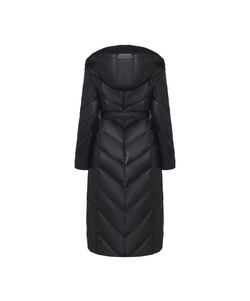 ELEGANT QUILTED MIDNIGHT DOWN COAT