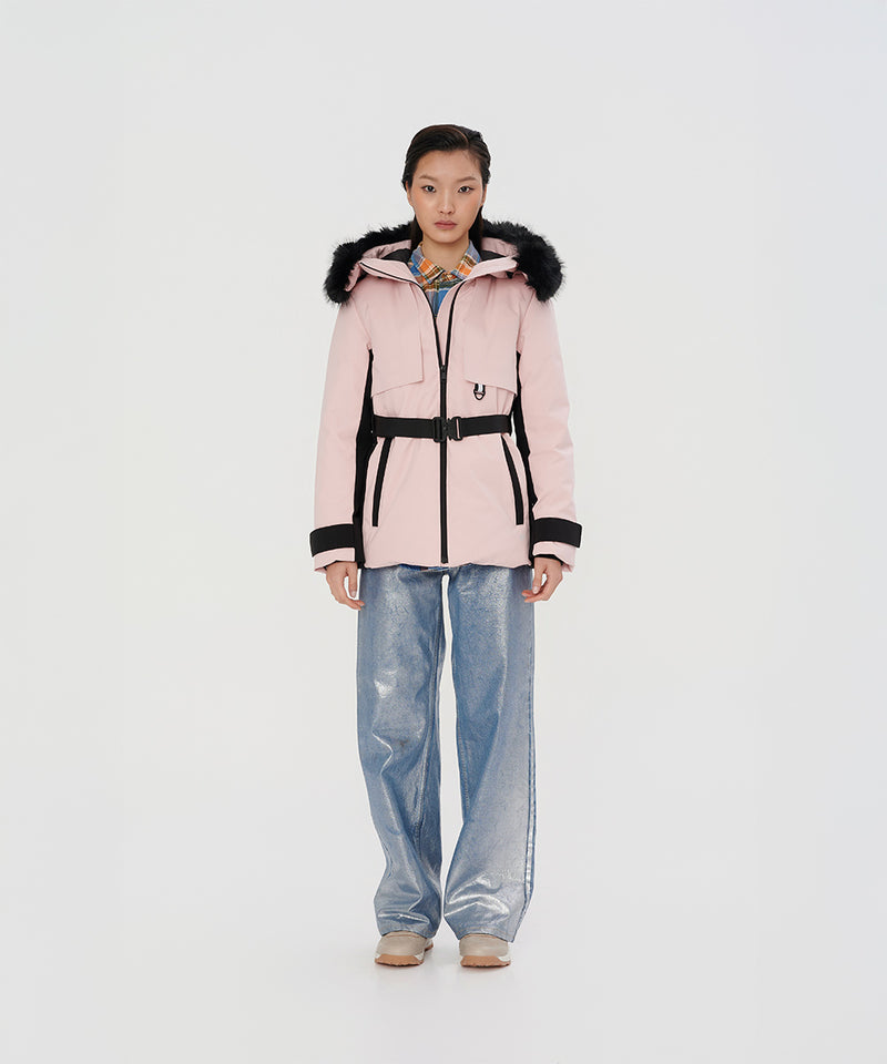 FUR-TRIMMED HOOD DOWN JACKET