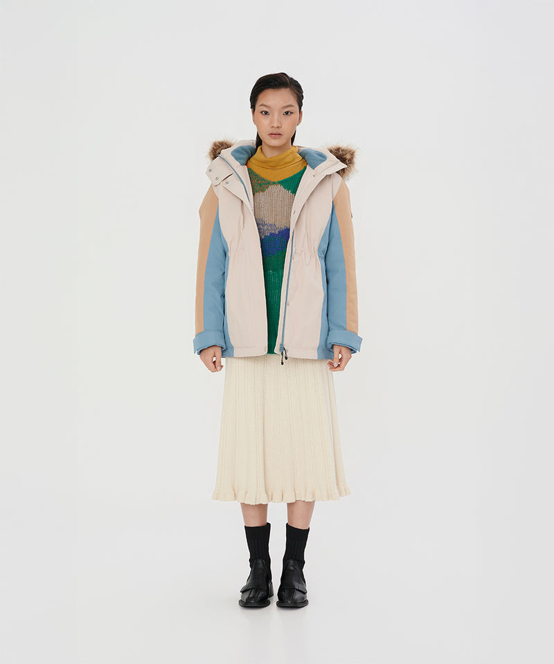 URBAN TRICOLOR DOWN JACKET WITH INTERNAL SHOUDLER STRAPS