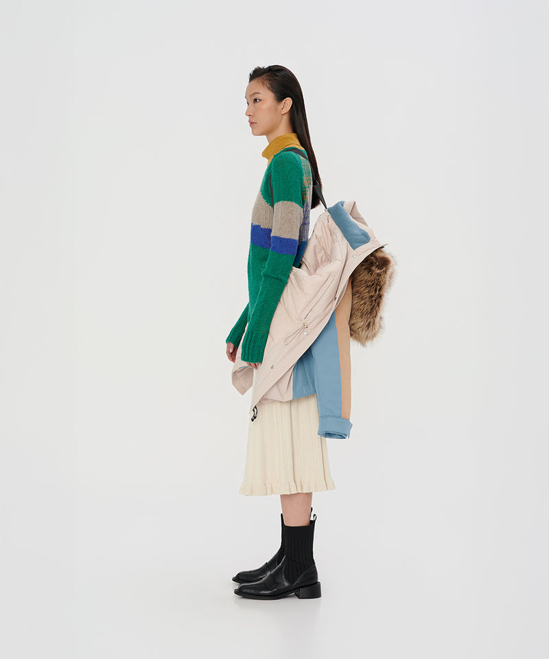 URBAN TRICOLOR DOWN JACKET WITH INTERNAL SHOUDLER STRAPS