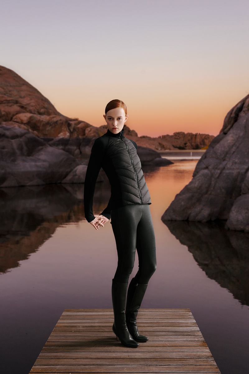 Slim-Fit With Knitted Sleeves Down Jacket