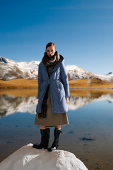 Belted Chevron Quilted Down Jacket