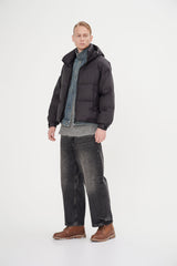 Stylish, Layered Look With Denim Panel Down Jacket