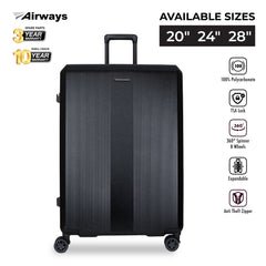 (10 Years Warranty) Airways Ember-TSA lock, Expandable, Anti Theft Zipper, 8 wheels spinner luggage 100% Polycarbonate ATH 24903