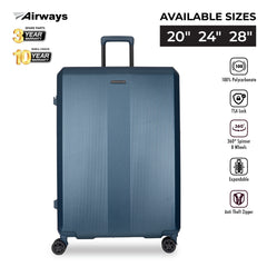 (10 Years Warranty) Airways Ember-TSA lock, Expandable, Anti Theft Zipper, 8 wheels spinner luggage 100% Polycarbonate ATH 24903
