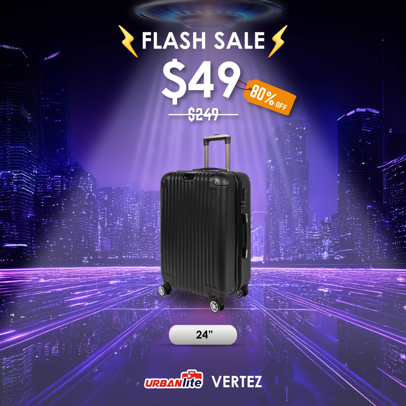 9th Nov, 10pm-12am, Shocking Sale $49 URBANlite Vertez 24" |360° 8-Wheel Spinner | TSA Lock I Expandable |Corner Guard Hard Case Luggage