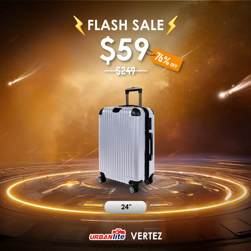 9th Sep : 10pm - 12am  Shocking Sale $59 URBANlite  Vertez 24" |360° 8-Wheel Spinner | TSA Lock I Expandable |Corner Guard Hard Case Luggage