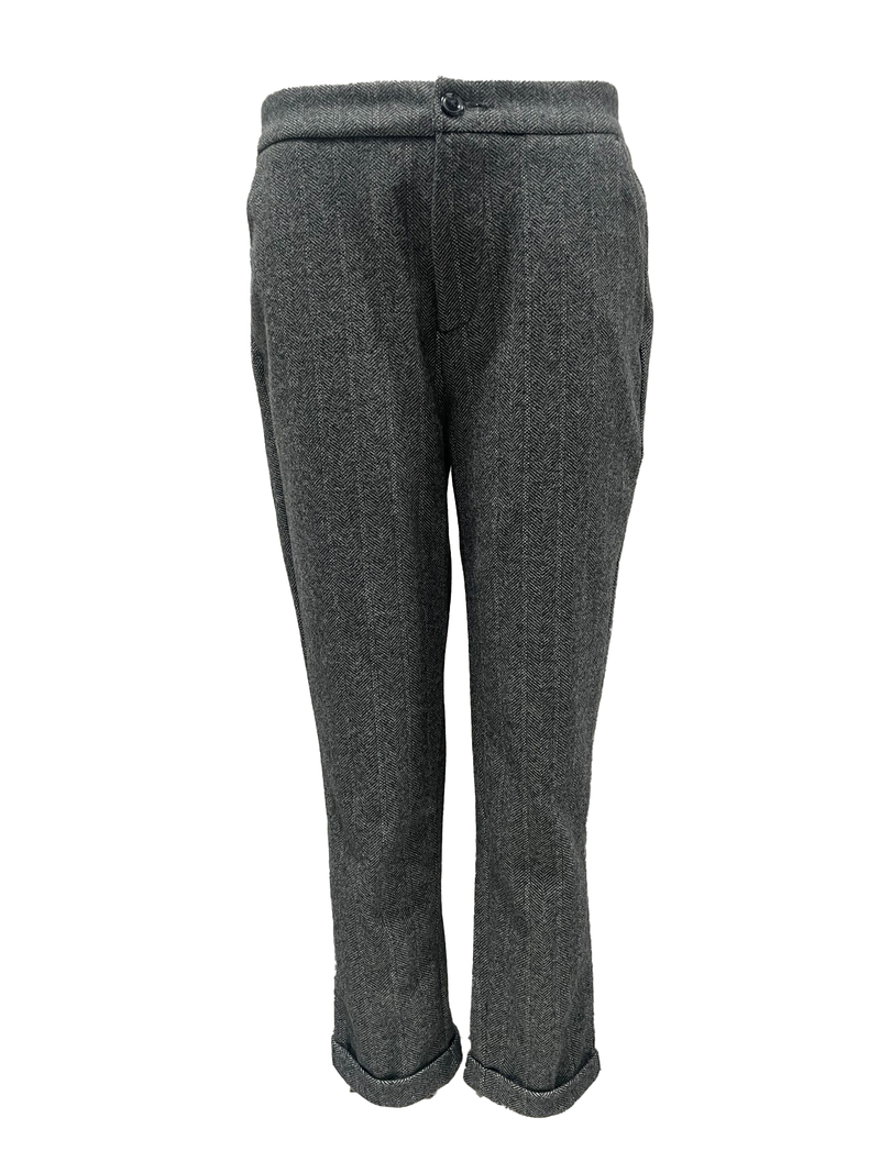 Herringbone Straight-Leg Pants