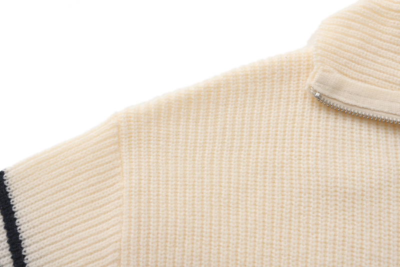 Henley Mock Neck Knitted Sweater